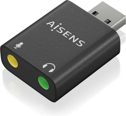 AISENS A106-0768 tussenstuk voor kabels USB-A 2x 3.5 mm Zwart