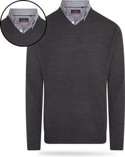 Pierre Cardin - Heren Sweaters Mock Pullover - Grijs - Maat L