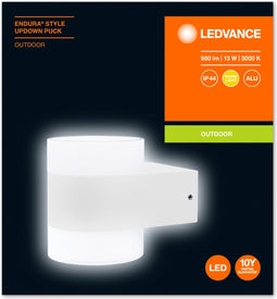 LEDVANCE Wand- en plafondarmatuur LED: voor muur, ENDURA STYLE UPDOWN PUCK / 12,5- W, 22-…24- V, stralingshoek: 11-, Warm wit, 3- K, body materiaal: aluminum, IP44