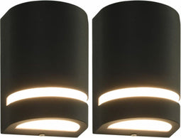 vidaXL Buitenwandlampen 2 st 35 W halfrond zwart