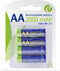 Gembird EG-BA-AA20R4-01 - Oplaadbare AA Batterij - 2000mAh NiMH - (2 stuks)