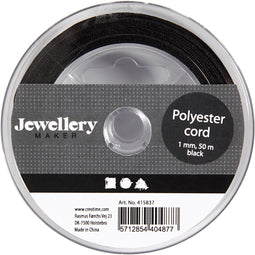 Polyester Koord - Zwart Polyester Draad - Hobby Koord En Draad - Sieraden Maken - DIY Koord - Macramé Koord - Knutsel Koord - Koord Voor Handwerk - Dikte 1mm - 50 Meter