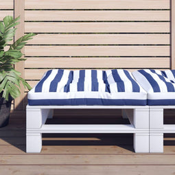 vidaXL - Palletkussen - gestreept - 70x70x12 - cm - stof - blauw - en - wit
