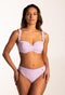 Beachlife Lilac Check - Halter bikinitop met beugel - Multiway met ruffle en basic bandjes - Lila/Geblokt