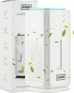 Raveg Mini Air Purifier - Luchtreiniger met Ionisator en 2x HEPA-13 filter - Wit