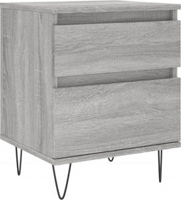 vidaXL - Nachtkastje - 40x35x50 - cm - bewerkt - hout - grijs - sonoma - eikenkleurig