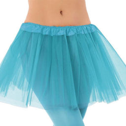 Dames verkleed rokje/tutu - tule stof met elastiek - turquoise blauw - one size model - van 4 tot 12 jaar