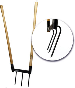 de Woeler DW3 - Woelvork Grelinette - Roestvrij - Ergonomisch - FSC Hout - 100 cm (2 stuks)