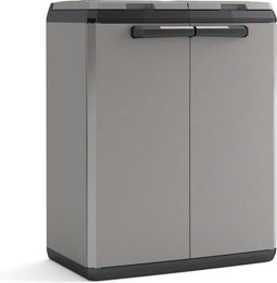 Keter Split Basic Recycling Vuilnisbak - Buiten - 2 deksels - 68x39x85 cm - Grijs/Zwart