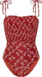 Beachlife Little Leaves - Badpak met beugel - Smock - Roest/Bruin/Rood/Bloemenprint - Maat 38C