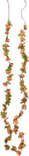 Kerstslingers met bloemen 6 st 250 cm oranje