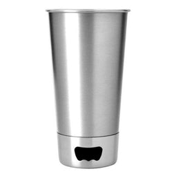 Asobu - Biermok met opener - 550 ml - Zilverkleurig