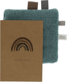 Kraamcadeau Knuffeldoekje met Kaart - Geschenkset met speendoekje - Baby Geboortecadeau Smokey Green - Groen - Snoozebaby
