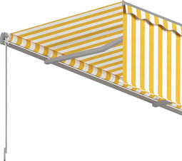 vidaXL - Luifel - handmatig - uittrekbaar - rolgordijn - 3,5x2,5 - m - geel - en - wit