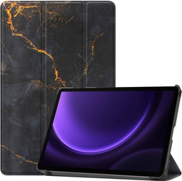 imoshion Tablet Hoes - Geschikt voor Samsung Galaxy Tab S9 11.0 inch FE / Galaxy Tab S10 FE / Galaxy Tab S9 11.0 inch - Design Trifold Bookcase - Black Marble