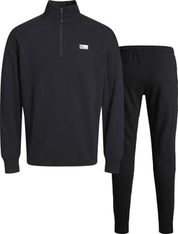 JACK & JONES JCOAIR SWEAT HALF ZIP SET PACK MP - Heren joggingpak met halfzip sweatshirt - Kleur Black