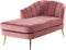 ALLIER - Chaise longue - Roze - Rechterzijde - Fluweel