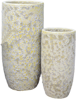 PTMD Dezzel Yellow Glazed Round Ceramic Pot High SV2