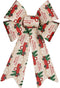 Krist+ kerstboomversiering strik - creme/rood print - 15 x 25 cm - kerststrikken