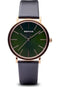 Bering Unisexhorloge 13436-469 - Polshorloge - Saffierglas - Roségoud/Zwart Groen