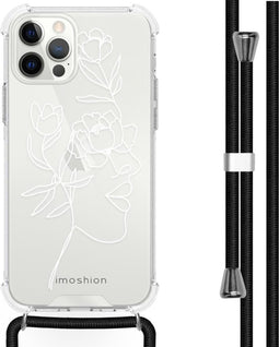 iMoshion Hoesje Geschikt voor iPhone 12 Pro / 12 Hoesje Met Koord - iMoshion Design Hoesje met Koord - Wit / Transparant / Woman Flower