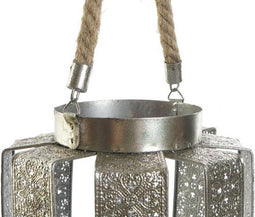 Kroonkandelaar DKD Home Decor 21 x 21 x 23 cm Zilverkleurig Metaal Touw Arabisch