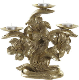 Kroonkandelaar DKD Home Decor Bloem Gouden Hars (26 x 12 x 23 cm)