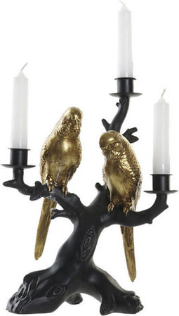 Kroonkandelaar DKD Home Decor Zwart Gouden Hars Papegaai (22,5 x 13 x 29,5 cm)