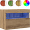 vidaXL - TV - Wandkasten - met - LED-verlichting - 2 - stuks - Artisan - Eiken - 60x30x40 - cm