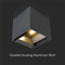 V-TAC VT-409CCT-DG - Solar Wandlamp - PIR Sensor - IP65 Waterdicht - Donkergrijs - 9W - 800 Lumen - 3-in-1