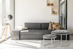 Kruk Becky 825 Set van 2 Grijs / Zilver | Poef rond | Krukje | Voetensteun