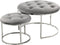 Kruk Becky 825 Set van 2 Grijs / Zilver | Poef rond | Krukje | Voetensteun