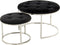 Kruk Becky 825 Set van 2 Zwart / Zilver | Poef rond | Krukje | Voetensteun