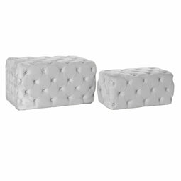 Kruk DKD Home Decor Grijs Polyester Fluweel Hout MDF (88 x 53 x 48 cm)