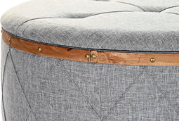 Kruk DKD Home Decor Natuurlijk Hout Polyester Lichtgrijs (80 x 80 x 43 cm)