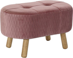 Kruk DKD Home Decor Natuurlijk Roze Hout Fluweel (60 x 35 x 36 cm)