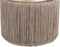 Kruk rond met pluizige stoffen kleding en trendy Franse edelmetalen ring midden in de vloerdecoratie Zimeubel slaapkamer woonkamer kledingkast kleur: taupe