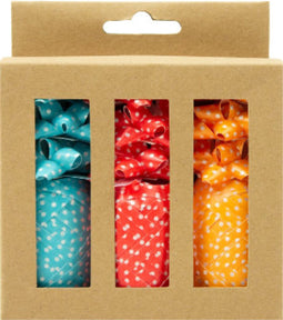 Krullint - Blauw, rood & oranje - 3 Bolletjes & 9 strikjes