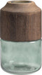 WOOOD Exclusive Vaas Celeste - Glas/Hout - Blauw/Groen - 23x14x14