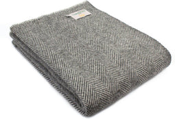 Plaid zonder franje Visgraat Grijs (Slate) - 140x200 - Nieuw Wol - Tweedmill UK