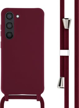 iMoshion Hoesje Geschikt voor Samsung Galaxy S23 Hoesje Met Koord - iMoshion Siliconen hoesje met koord - Donkerrood
