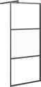 vidaXL - Inloopdouchewand - met - schap - 100x195 - cm - ESG-glas - aluminium - zwart