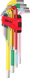KS Tools - Innensechskant Extra Lange Winkelstiftschlüssel-Satz - Kleurcode - Verchroomd - 14-delig