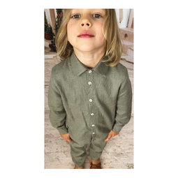 Shirt green linen - maat : 110 -116 cm