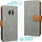 iMoshion Hoesje Geschikt voor Samsung Galaxy S7 Hoesje Met Pasjeshouder - iMoshion Luxe Canvas Bookcase - Grijs