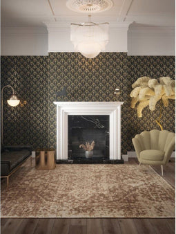 DUTCH WALLCOVERINGS Behang Palm Palace zwart en goudkleurig