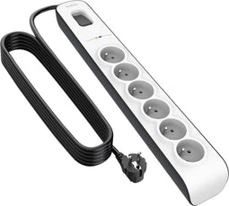 Belkin BSV603ca2m - Spanningsbeveiliger - 6x stopcontact - 650 J - Zwart/Wit