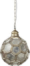 PTMD Hanglamp XL lamp - Julie met zilver goud antieke glazen - hexagonaal - semi helder 50x50x50 cm XL Plafondlamp