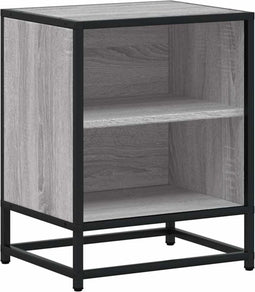 vidaXL - Nachtkastje - 40x31x50 - cm - bewerkt - hout&metaal - grijs - sonoma - eiken