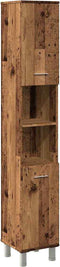 vidaXL - Badkamerkast - 30x30x179 - cm - bewerkt - hout - oud - houtkleurig